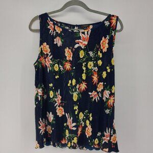 Ann Taylor Floral Pleated Sleeveless Blouse Size Medium